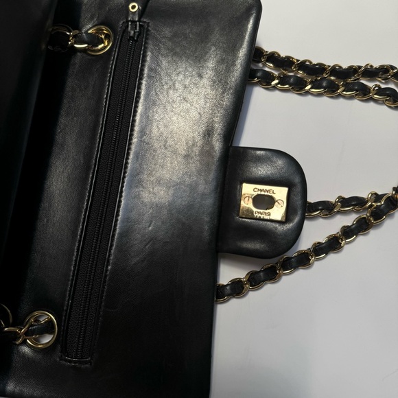 CHANEL CLASSIC DOUBLE FLAP BAG VINTAGE 1988 SMALL Black 24K Gold - Picture 9 of 16